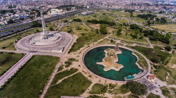 Pakistan-Lahore , Aerial View Of Minar-E-Pakistan, Badshahi Masjid, Azadi interchange in Lahore - Image